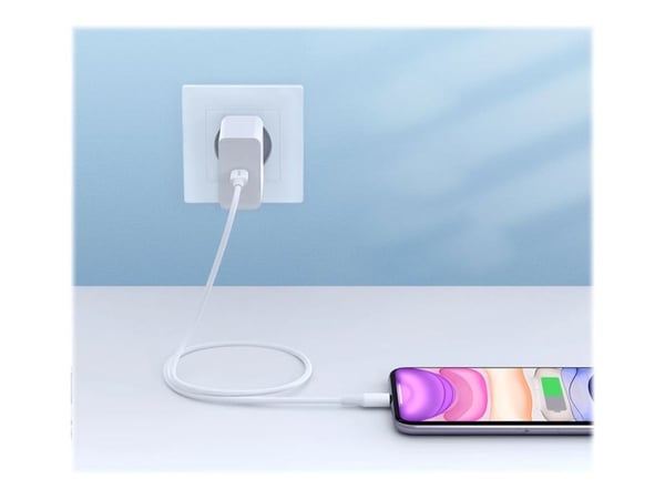 Ugreen - Lightning-kabel - USB-C hane till Lightning hane - 1 m - skärmad - vit - USB-strömförsörjning (18W)