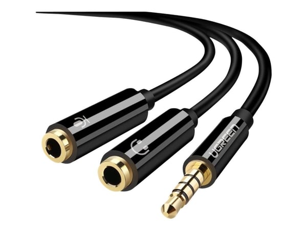 Ugreen - Äänikaapeli - 4-nastainen minijakki stereo minijakkiin, minijakki - 20 cm - musta