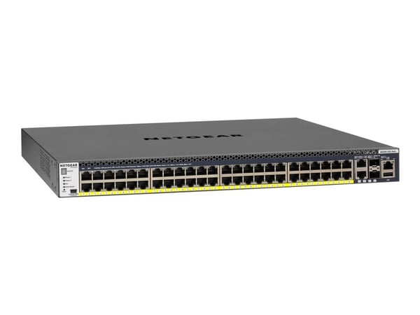 NETGEAR M4300-52G-PoE+ - Switch - L3 - Styrt - 2 x 10/100/1000/10000 + 2 x 10 Gigabit SFP+ + 48 x 10/100/1000 (PoE+) - front til bakside-luftflyt -...