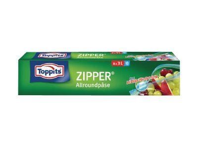 Toppits Zipper - Lynlåspose - 3 L (en pakke 8)