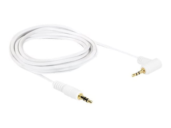 Delock - Lydkabel - mini-phone stereo 3.5 mm hann til mini-phone stereo 3.5 mm hann - 2 m - hvit - vinkelkontakt