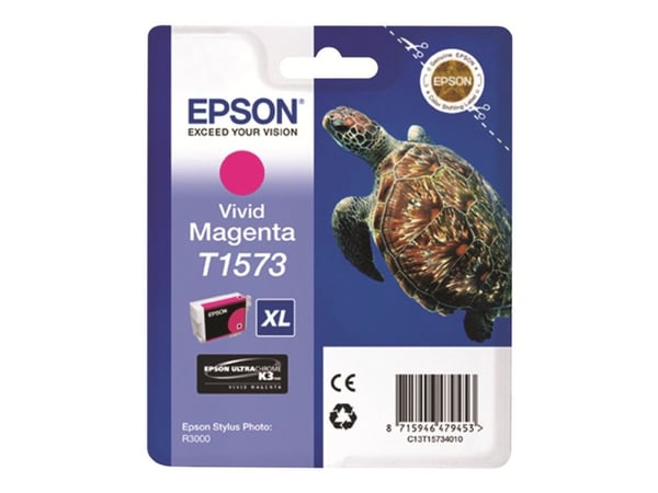 Epson Turtle T1573 kirkas magenta, Korkea (XL) värintuotto, Väriainepohjainen muste, 25,9 ml, 2300 sivua, 1 kpl
