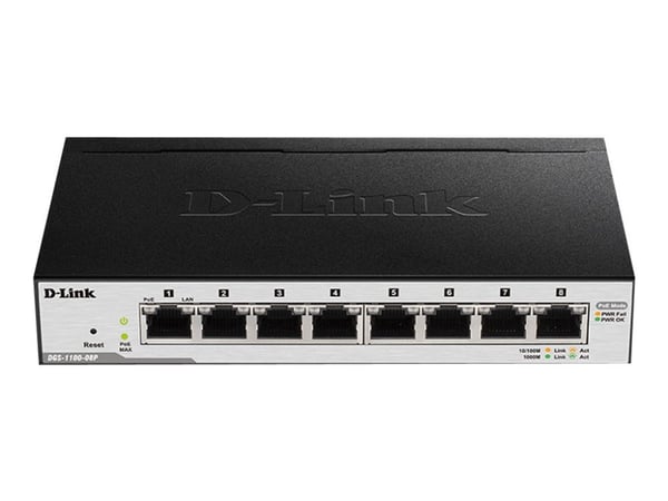 D-Link EasySmart Switch DGS-1100-08P - V2 - switch - smart - 8 x 10/100/1000 (PoE) - stasjonær - PoE (64 W)