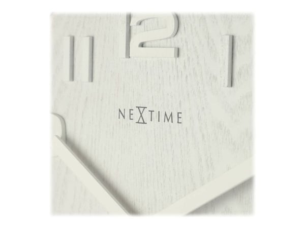 Nextime Wood Wood Medium - Klokke - kvarts - veggmonterbar - 35 cm - hvit