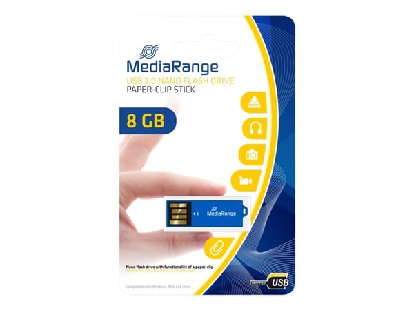 MediaRange Nano - USB-flashstasjon - 8 GB - USB 2.0 - blå