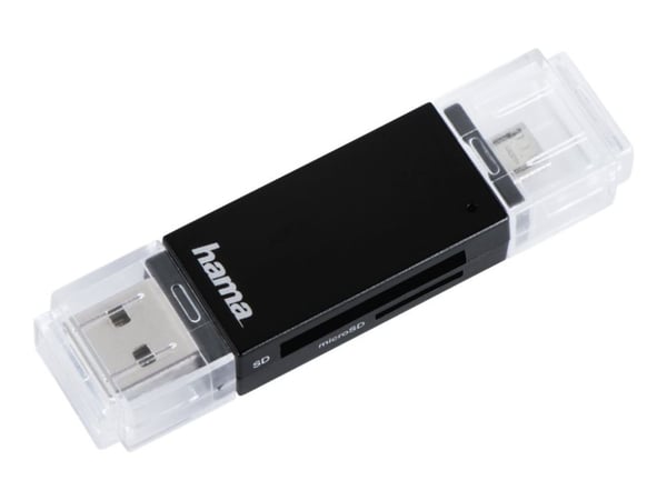 Hama "Basic" USB 2.0 OTG - Kortläsare (SD, microSD, SDHC, microSDHC, SDXC, microSDXC) - USB 2.0 Hama "Basic" USB 2.0 OTG - Kortläsare (SD, microSD, SDHC, microSDHC, SDXC, microSDXC) - USB 2.0