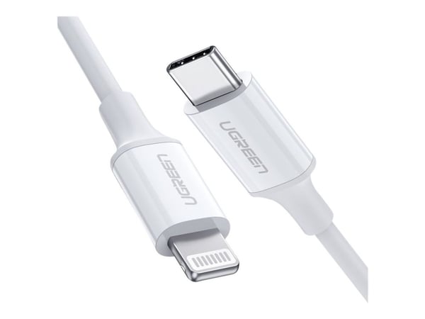 Ugreen - Lightning-kabel - USB-C hann til Lightning hann - 1 m - skjermet - hvit - USB Power Delivery (18 W)
