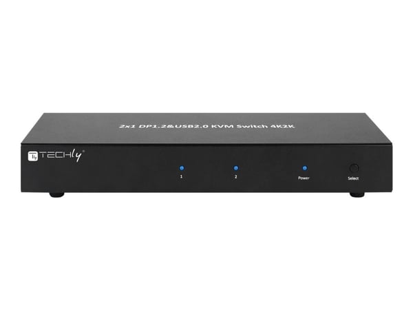 TECHly 2-Port DisplayPort1.2 Dual-Monitor KVM Switch - KVM / lyd / USB-svitsj - 2 x KVM/lyd - 1 lokalbruker - stasjonær