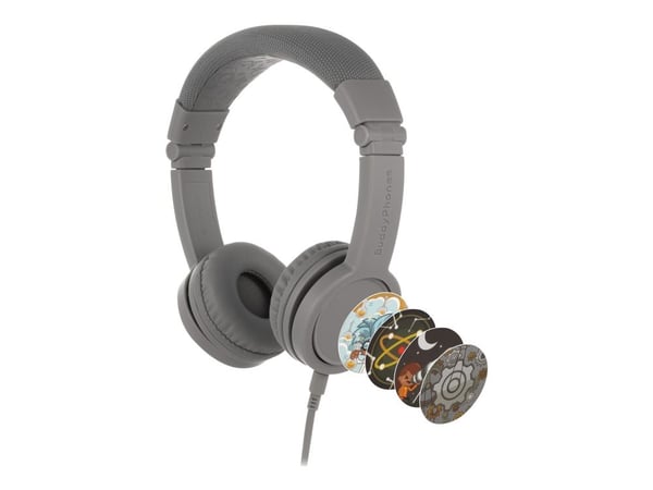 Onanoff BuddyPhones Explore+ - Hodetelefoner med mikrofon - on-ear - kablet - 3,5 mm jakk - grått