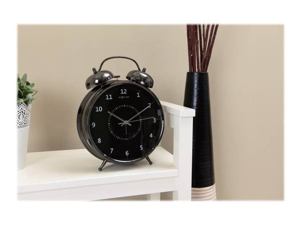 Nextime Wake Up - Alarmklokke - rund - kvarts - skrivebord - svart - ramme: Retro