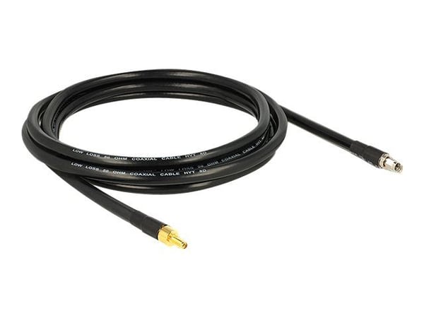 Delock - Antennekabel - RP-SMA hun til RP-SMA han - 3 m - koaksial - sortti