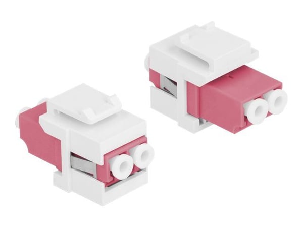 Delock - Nettverkkopler - LC multimodus (hunn) til LC multimodus (hunn) - fiberoptisk - dupleks - Keystone-jakk - hvit, fiolett