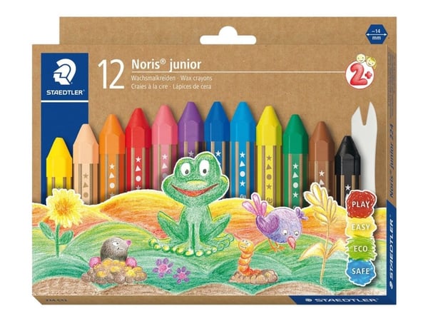 STAEDTLER Noris junior 224 - Färgkrita - vax - blandade färger (paket om 12)