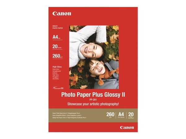 Canon Photo Paper Plus Glossy II PP-201 - Högblank - 270 mikrometer - 102 x 152 mm - 265 g/m² - 100 ark fotopapper - för MAXIFY GX6040, GX6050, GX7...