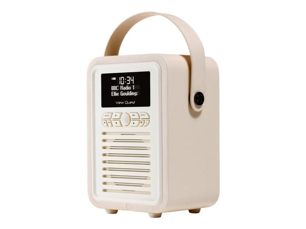 ViewQuest Retro Mini - Bærbar DAB-radio - 5 watt - kremfarget ViewQuest Retro Mini - Bærbar DAB-radio - 5 watt - kremfarget