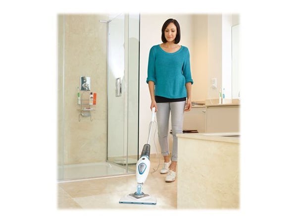 BLACK+DECKER FSM1616 Steam Mop - Damprenser - pinne - hvit/blå BLACK+DECKER FSM1616 Steam Mop - Damprenser - pinne - hvit/blå