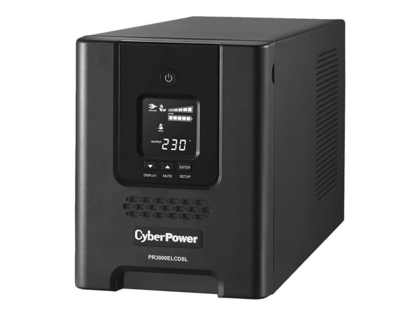 CyberPower Professional Tower Series PR3000ELCDSL - UPS - AC 230 V - 2700 Watt - 3000 VA - 9 At - RS-232, USB - output-stikforbindelser: 9