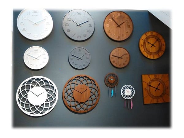 Nextime Wood Wood Medium - Klokke - kvarts - veggmonterbar - 35 cm - hvit