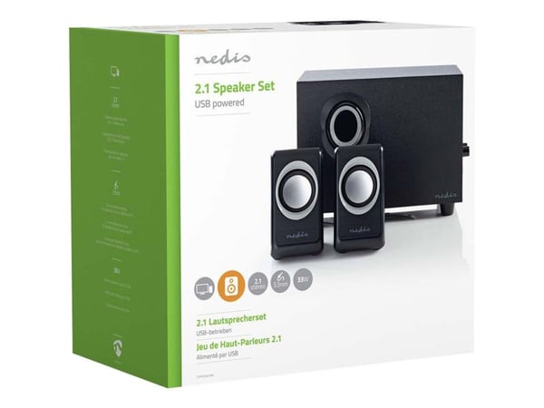 Nedis - Høyttalersystem - for PC - 2,1 kanaler - 16 watt (Total) - svart