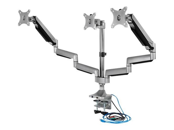 ICY BOX IB-MS505-TI - Monteringssats - för 3 monitorer - aluminium - svart, silver - skärmstorlek: upp till 32 tum - skrivbord, disk-monteringsbar