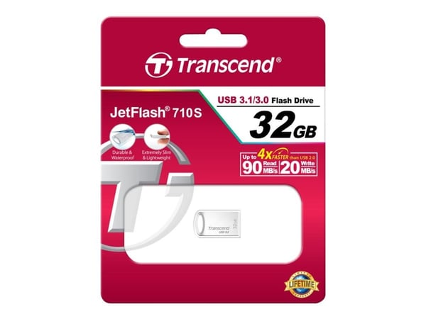 Transcend JetFlash 710 - USB-flashstasjon - 32 GB - USB 3.1 - sølv