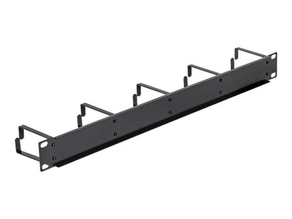 Delock - Kabelstyringspanel - kullsort, RAL 9005 - 1U - 19"