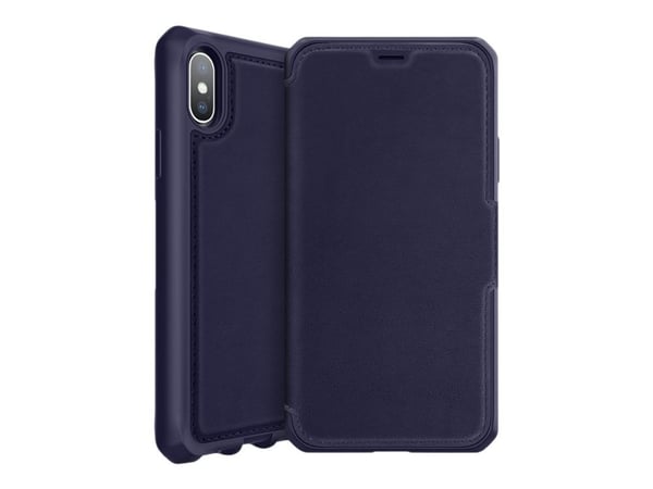 ITSKINS HYBRID // FOLIO - Lommebok for mobiltelefon - helnarvet lær - marineblå - 5.8" - for Apple iPhone X, XS