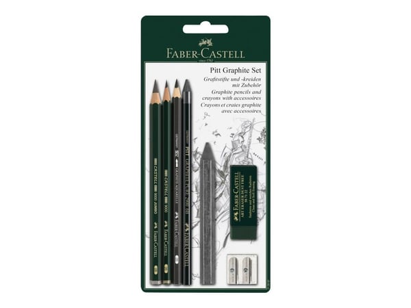 Faber-Castell Pitt Graphite set - Sett med fettstift og blyant - grafitt - 2B, 6B - 5 deler