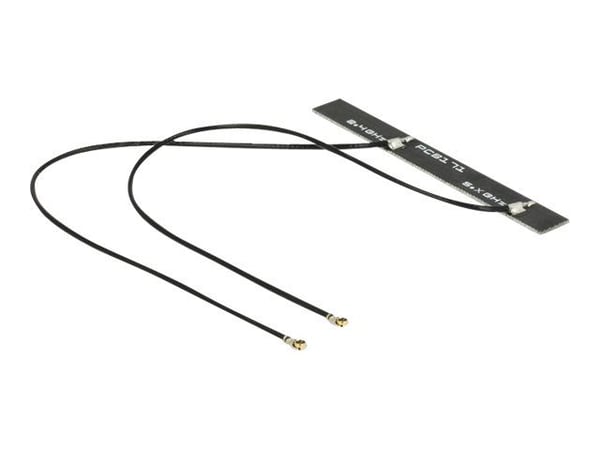 Delock WLAN Twin Antenna 2 x MHF IV 802.11 ac/a/h/b/g/n 5 dBi 150 mm PCB internal self adhesive - Antenne - Wi-Fi - 5 dBi - svart