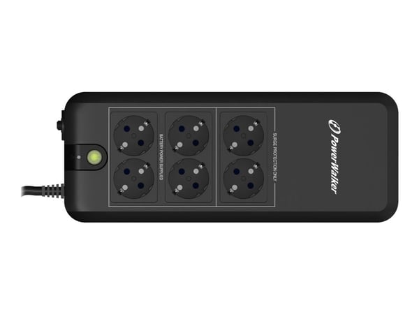 PowerWalker VFD 600 APFC - UPS - AC 220/230/240 V - 300 watt - 600 VA - 5 Ah - utgangskontakter: 6 - svart