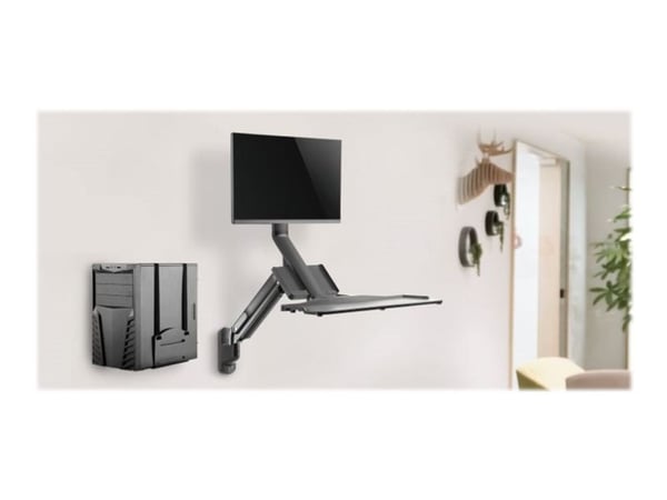 Maclean MC-838 - Monteringssett (leddarm, CPU-holder) - for LCD-skjerm / tastatur / CPU - plastikk, aluminium, PVC, MDF, stål - svart - skjermstørr...