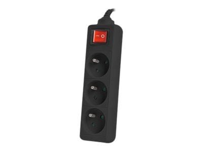Lanberg PS1-03E-0300-BK, 3 m, 3 AC-pistorasia(a), Sisä- ja ulkotila, Tyyppi E, IP20, 1 mm²