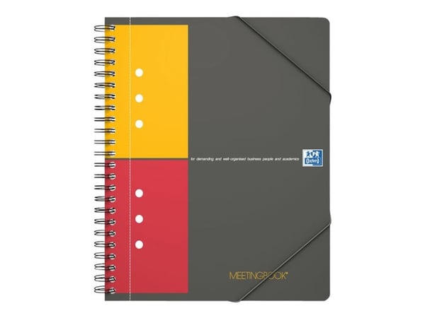 Oxford International Meetingbook A5+ - Notatbok - trådbundet - 80 ark / 160 sider - hvitt papir - kvadratisk - 10 hull - antrasittgrått omslag - po...