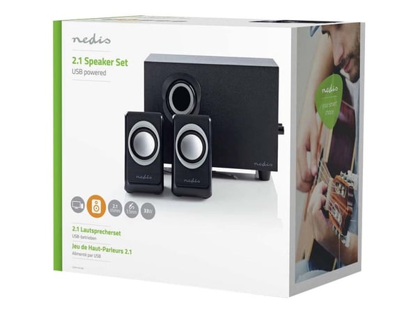 Nedis - Høyttalersystem - for PC - 2,1 kanaler - 16 watt (Total) - svart
