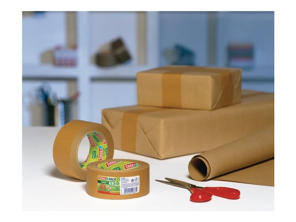 Tesapack Paper - Pakketape - 50 mm x 50 m - ubleket papir - brun