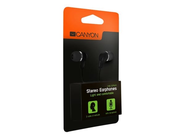 Canyon CNE-CEPM01B - Ørepropper med mikrofon - i øret - kablet - 3,5 mm jakk - svart