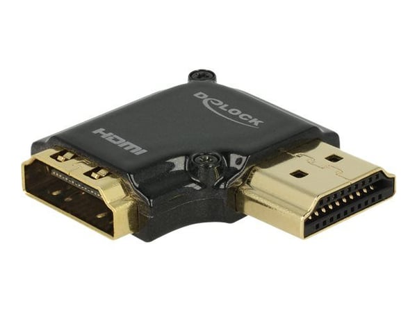 DeLOCK - HDMI-sovitin - HDMI (naaras) HDMI (uros) - musta - suorakulmainen liitin, 4K-tuki