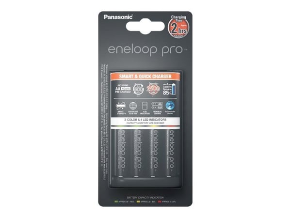Panasonic eneloop pro smart &amp; quick K-KJ55HCD40E - 3 t akkulaturi - (4xAA, 4xAAA) 4 x AA-tyyppi - NiMH - 2500 mAh