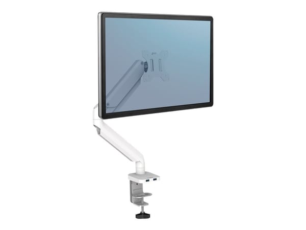 Fellowes Platinum Series - Monteringssett - justerbar arm - for Skjerm - aluminium - hvit - skjermstørrelse: inntil 27" - skrivebordsmonterbar