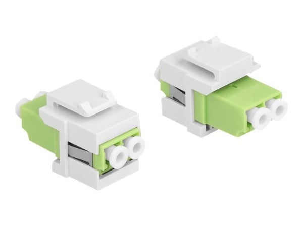 Delock - Nettverkkopler - LC multimodus (hunn) til LC multimodus (hunn) - fiberoptisk - dupleks - Keystone-jakk - hvit, limegrønn