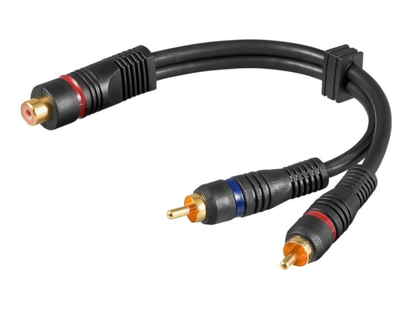 goobay - Lydsplitter - kombinert lyd - RCA beholder til RCA plugg - 20 cm - dobbeltskjermet koaksial - svart