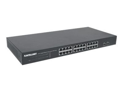 INTELLINET 24-portars Gigabit Ethernet-switch med 2 SFP-portar