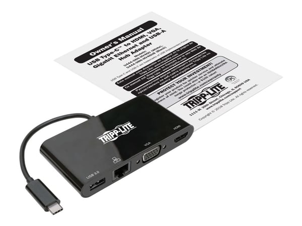 Eaton Tripp Lite Series USB 3.1 Gen 1 USB-C Adapter Converter Thunderbolt 3 Compatible 4K @ 30Hz - HDMI, VGA, USB-A Hub Port and Gigabit Ethernet, ...