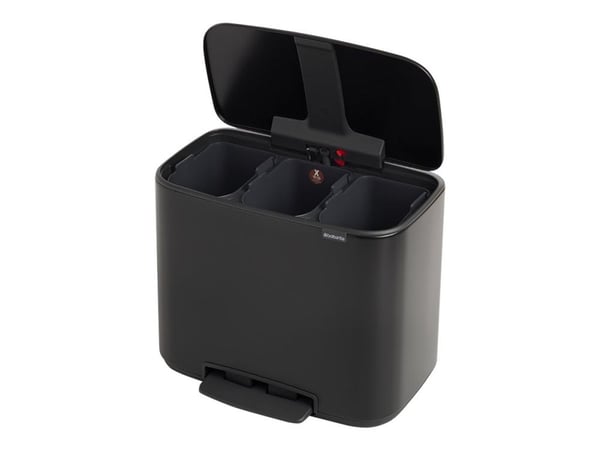 Brabantia Bo Pedal Bin - Søppelbøtte - flipp-lokk - 33 L - fotpedal - avfallssortering - matt svart