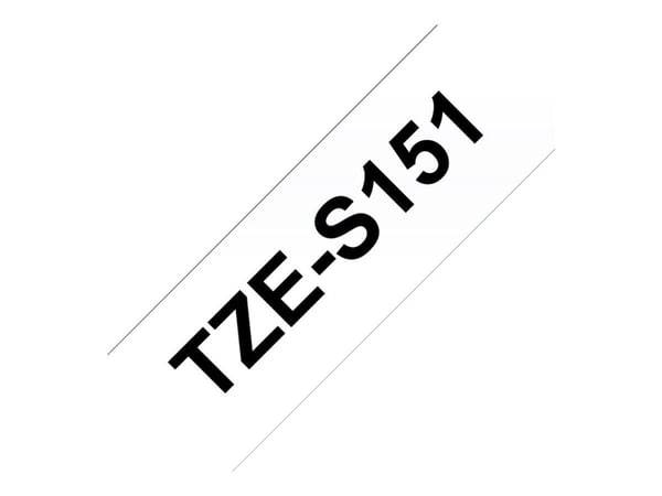 Brother TZe-S151 - Ekstra sterk adhesiv - svart på blank - Rull (2,4 cm x 8 m) 1 kassett(er) laminert teip - for Brother PT-D600, P750, P950; P-Tou...