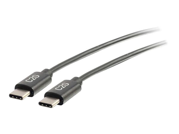 C2G 0.9m (3ft) USB C-kaapeli - USB 2.0 (3A) - M/M USB Type C-kaapeli - Musta - USB-kaapeli - USB-C (han) til USB-C (han) - USB 2.0 - 3 A - 90 cm - ...