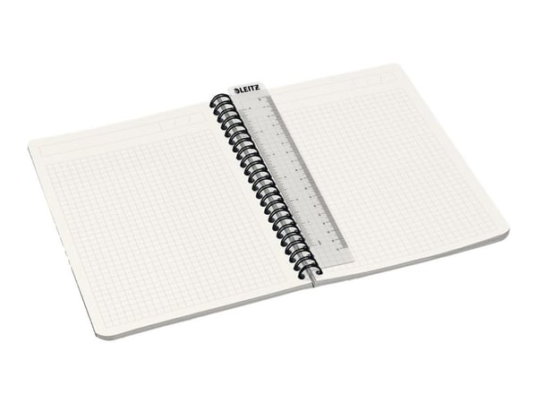 Leitz Office - Notatbok - trådbundet - A5 - 90 ark / 180 sider - kvadratisk - grå - papp