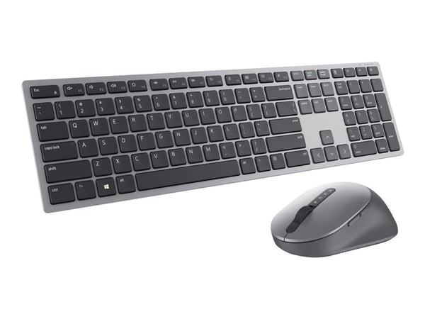 Dell Pro Plus Keyboard and Mouse KM7321W - Sats med tangentbord och mus - trådlös - 2.4 GHz, Bluetooth 5.0 - QWERTY - ryska - Titan gray