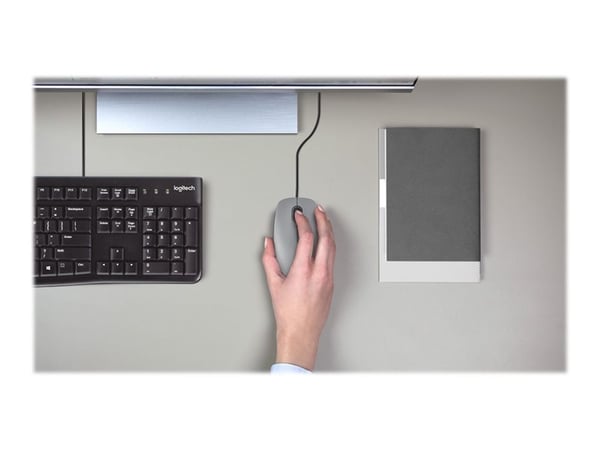 Logitech M110 Silent - Hiiri - oikea- ja vasenkätinen - optinen - 3 painiketta - langallinen - USB-A - keskiharmaa