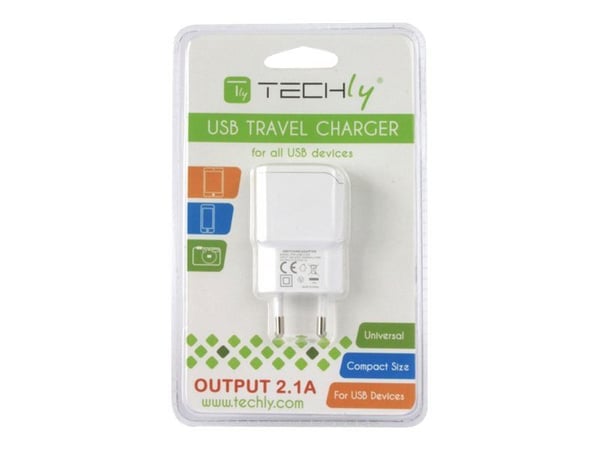 TECHly Travel Adapter - Virtasovitin - 2,1 A (USB) - valkoinen